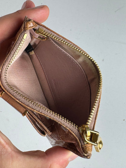 Vintage Miu Miu Patent Leather Card Holder Beige Brown