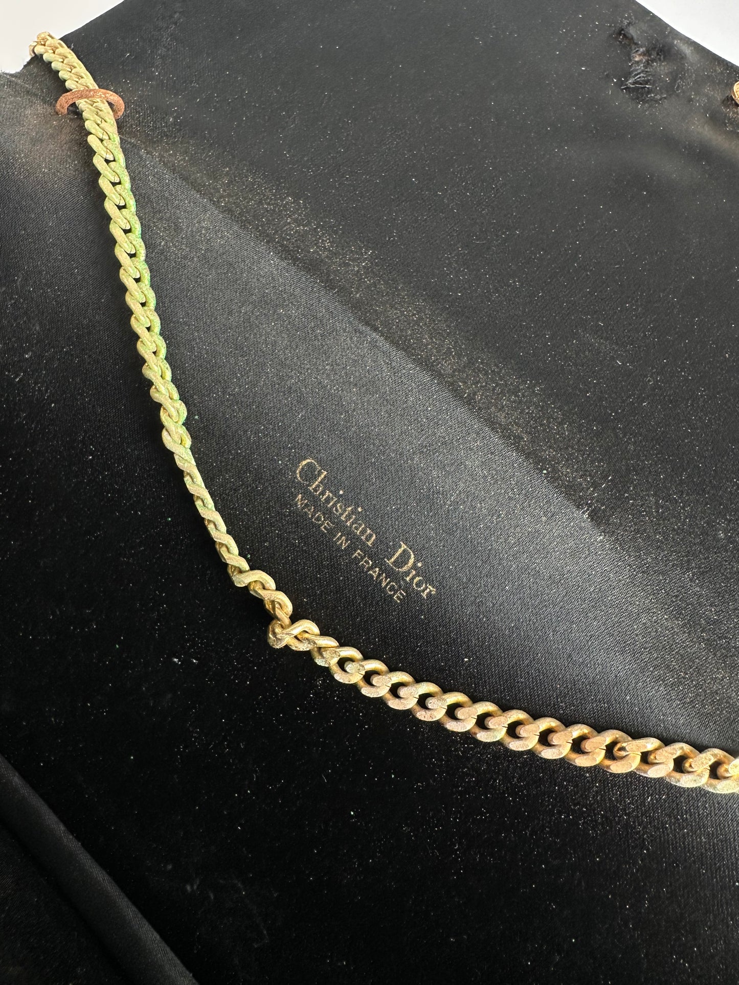 Vintage Dior CD Logo Satin Evening Clutch with Chain Black