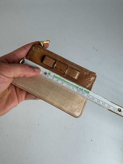 Vintage Miu Miu Patent Leather Card Holder Beige Brown