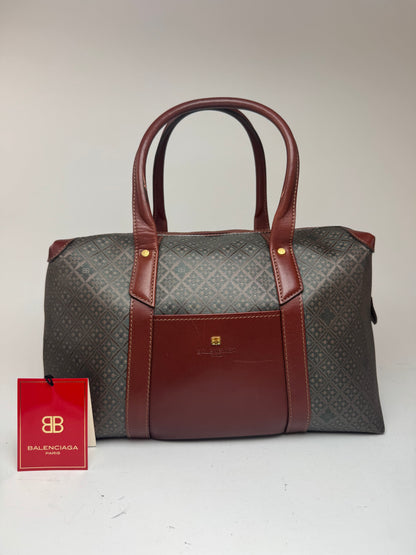 Sac week-end vintage Balenciaga Monogram Vert Marron