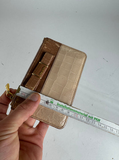 Vintage Miu Miu Patent Leather Card Holder Beige Brown