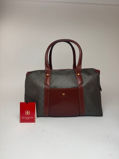 Sac week-end vintage Balenciaga Monogram Vert Marron