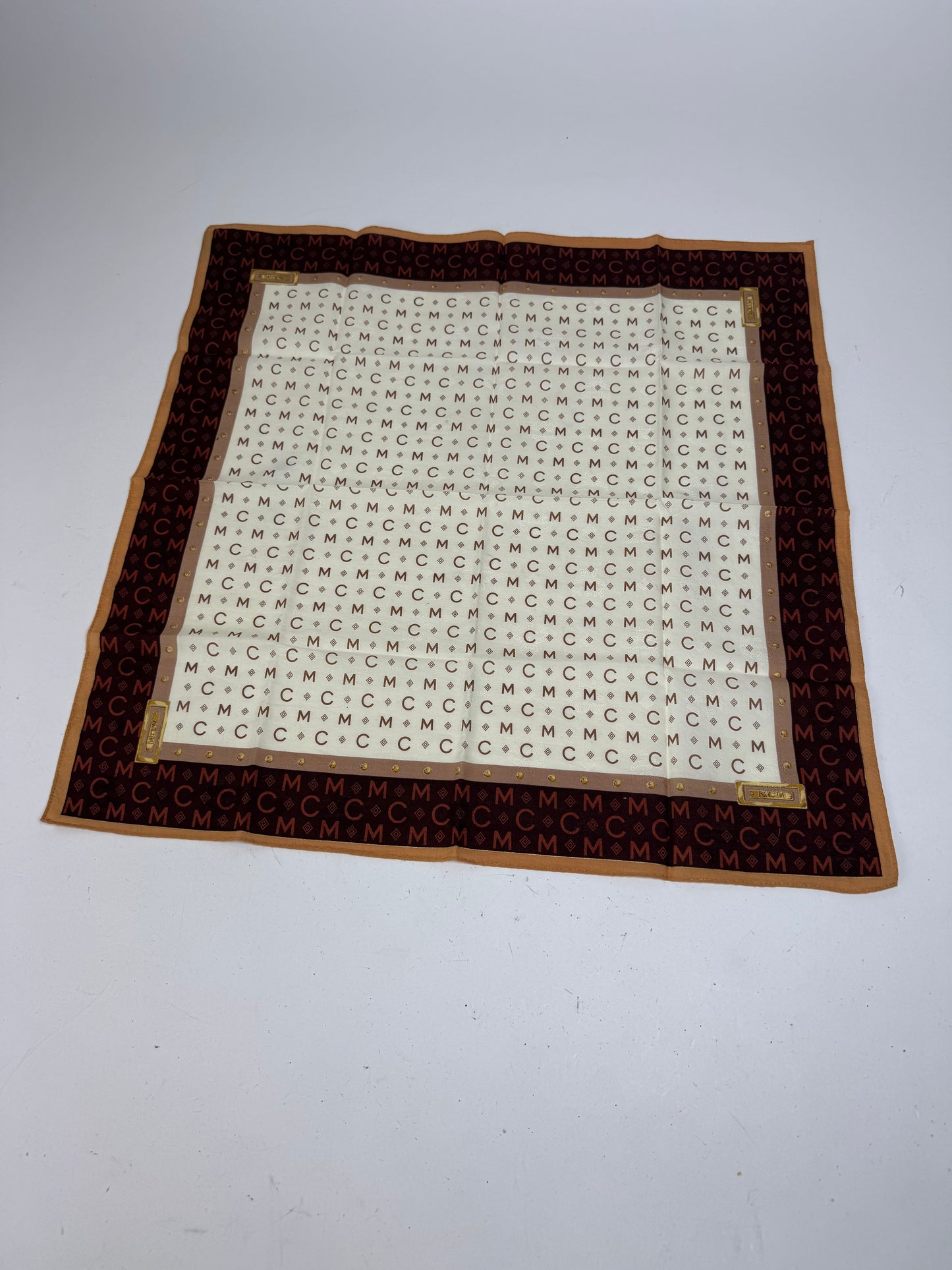 Vintage MCM Monogram Scarf Beige Brown