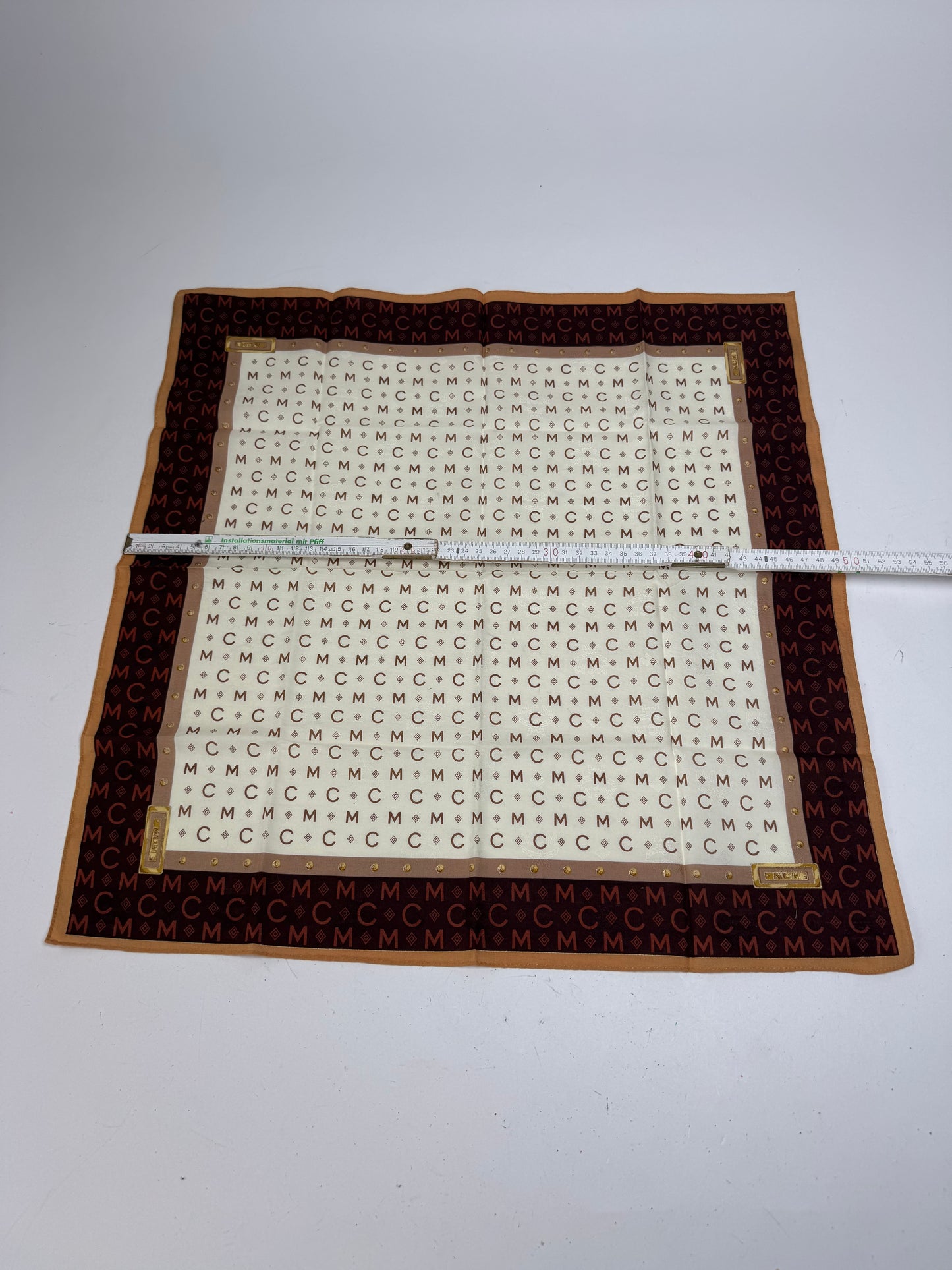 Vintage MCM Monogram Scarf Beige Brown