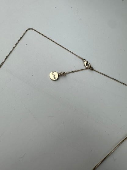 Vintage Chloé Logo Engraved Necklace Gold Metal Early 2000s