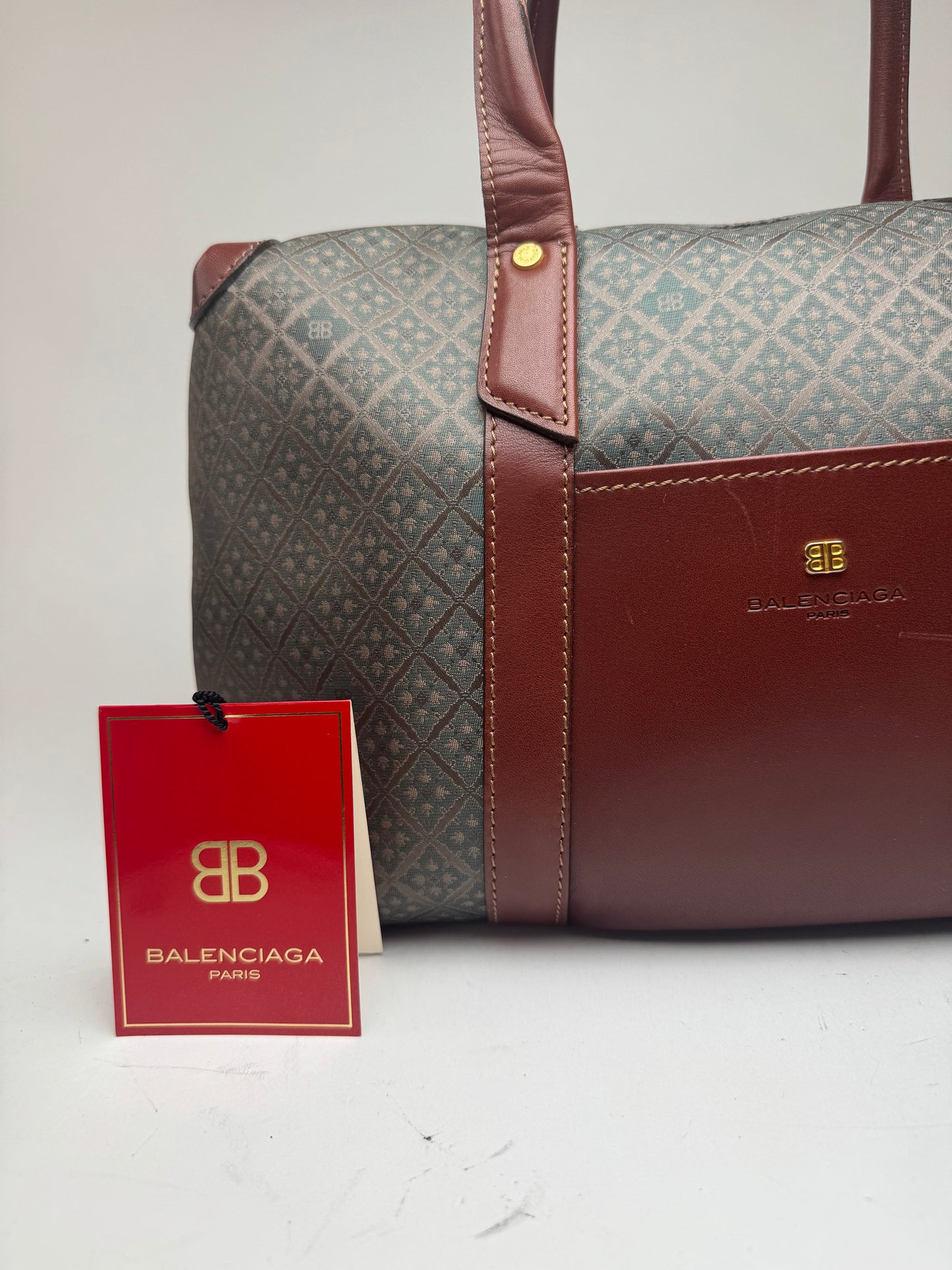 Sac week-end vintage Balenciaga Monogram Vert Marron