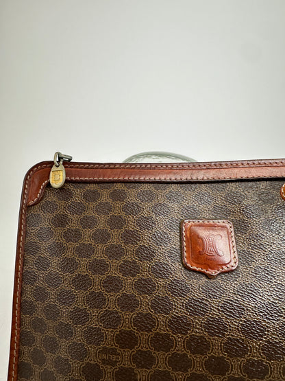 Vintage Celine Paris Leather Monogram Clutch Brown