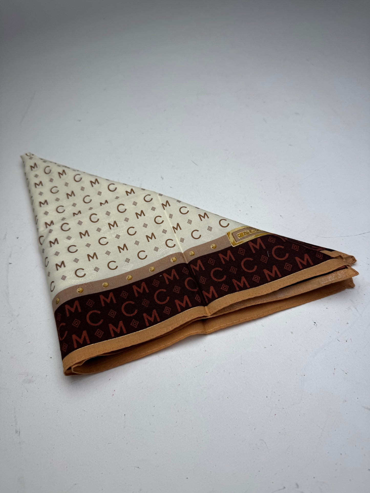 Vintage MCM Monogram Scarf Beige Brown