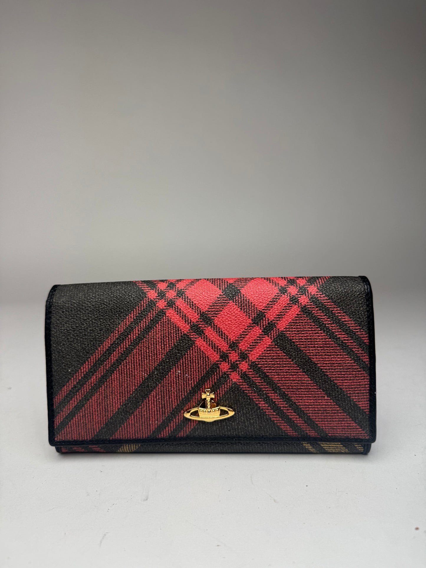 Vintage Vivienne Westwood checked leather wallet black red