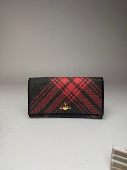 Vintage Vivienne Westwood checked leather wallet black red