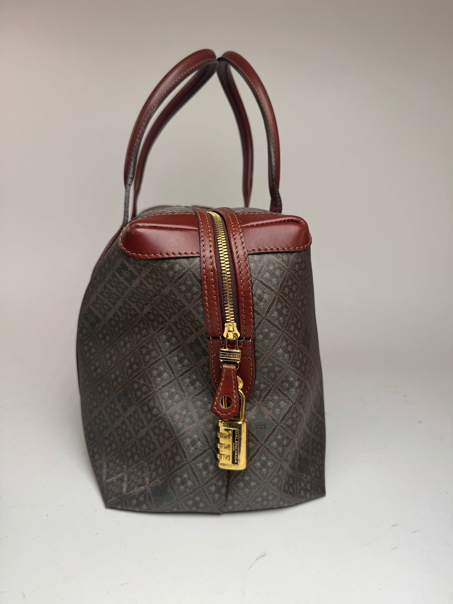 Sac week-end vintage Balenciaga Monogram Vert Marron