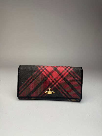 Vintage Vivienne Westwood checked leather wallet black red