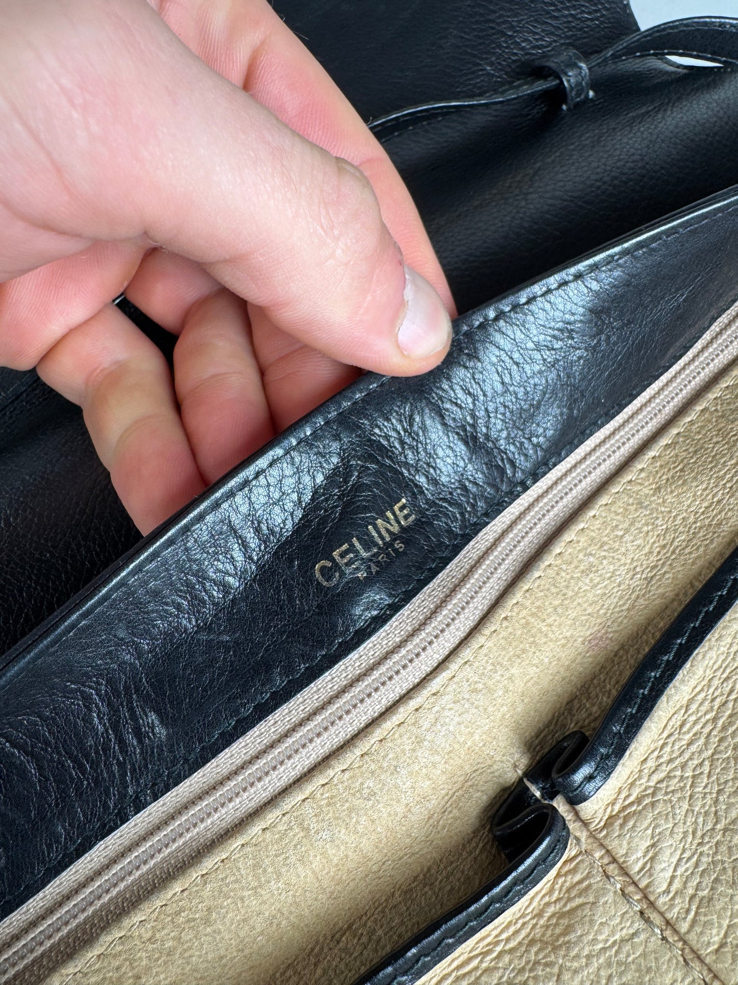 Vintage Celine Paris Braided Leather Bag Black