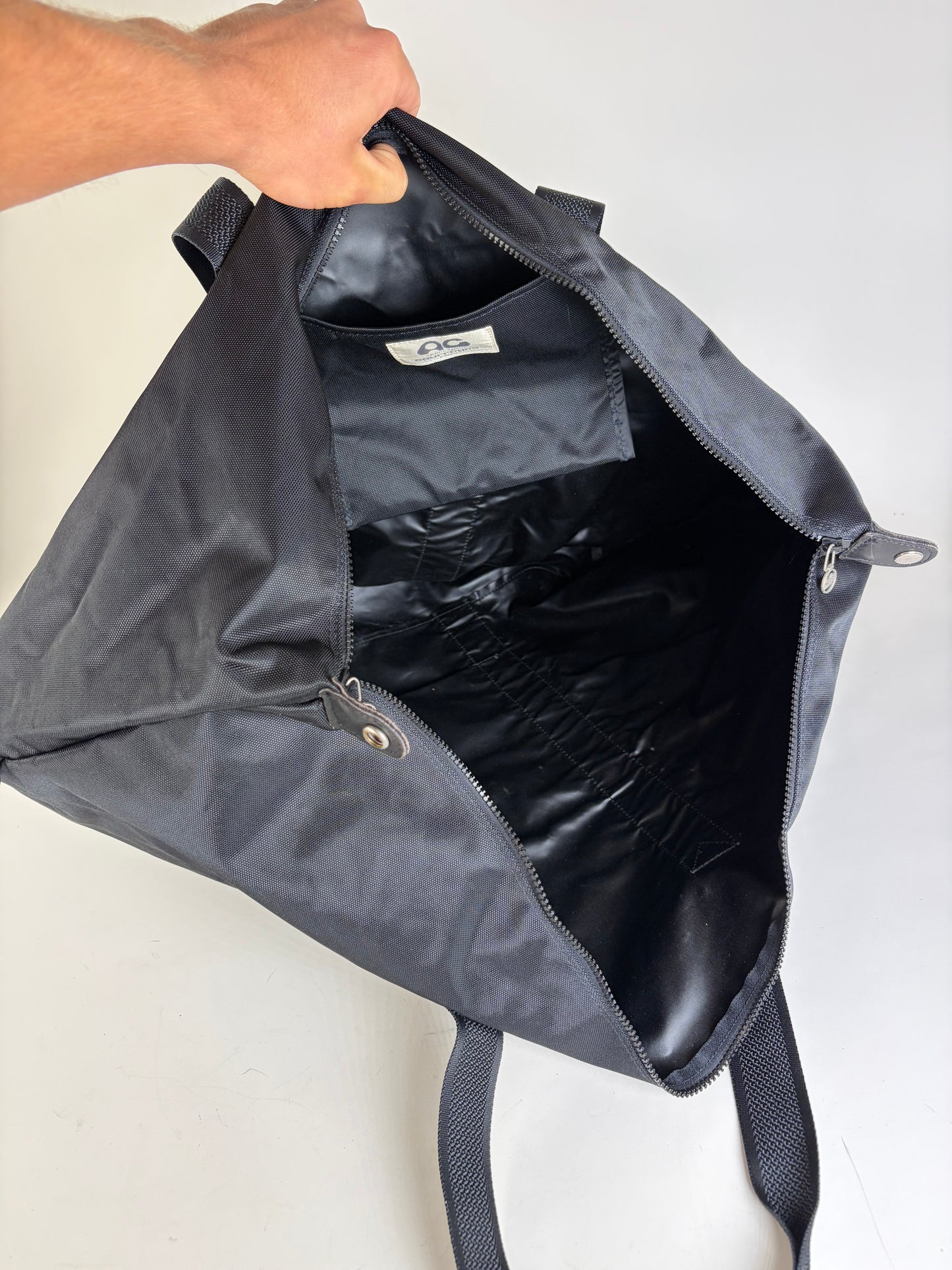 Vintage Courreges Nylon Travel Bag Black Silver