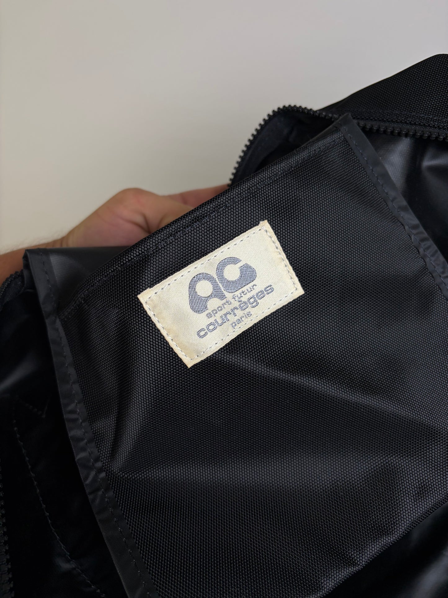 Vintage Courreges Nylon Travel Bag Black Silver