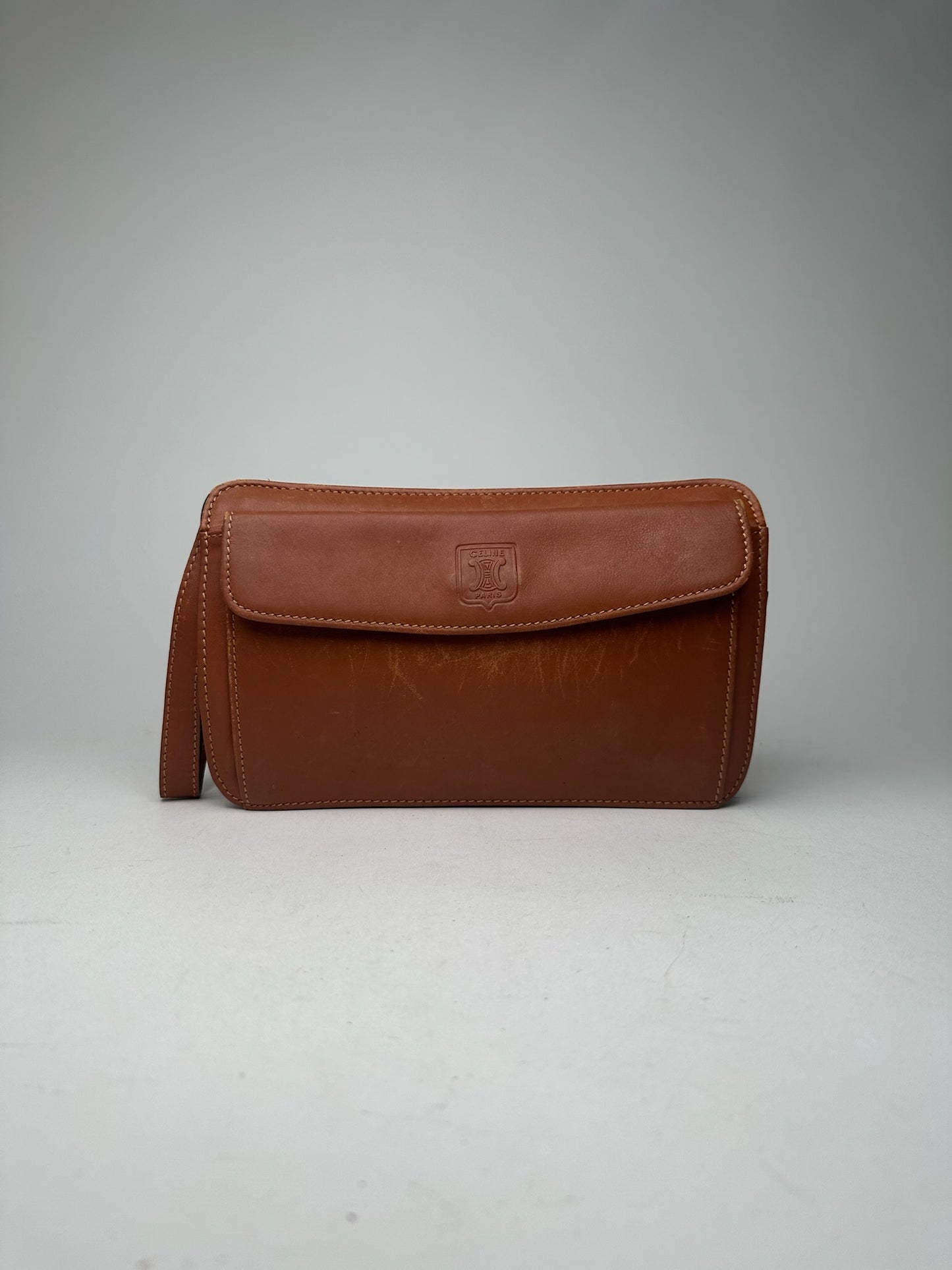 Vintage Celine Paris leather clutch brown