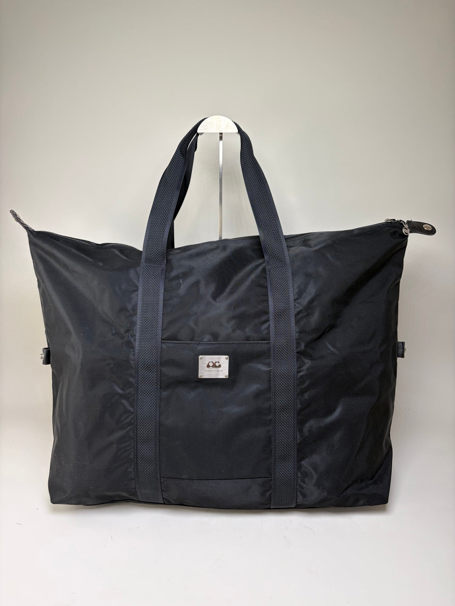 Vintage Courreges Nylon Travel Bag Black Silver