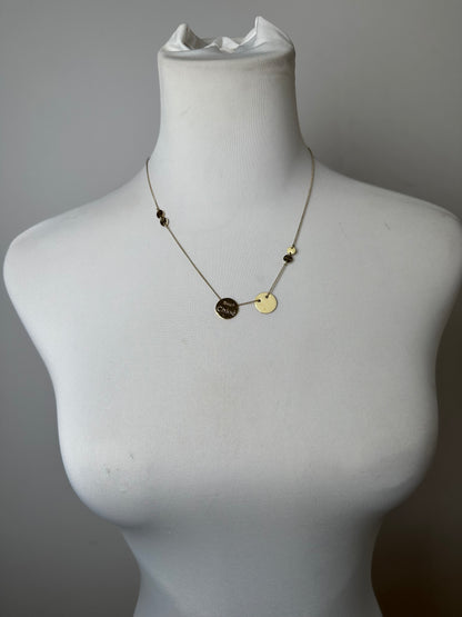 Vintage Chloé Logo Engraved Necklace Gold Metal Early 2000s