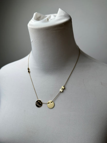 Vintage Chloé Logo Engraved Necklace Gold Metal Early 2000s
