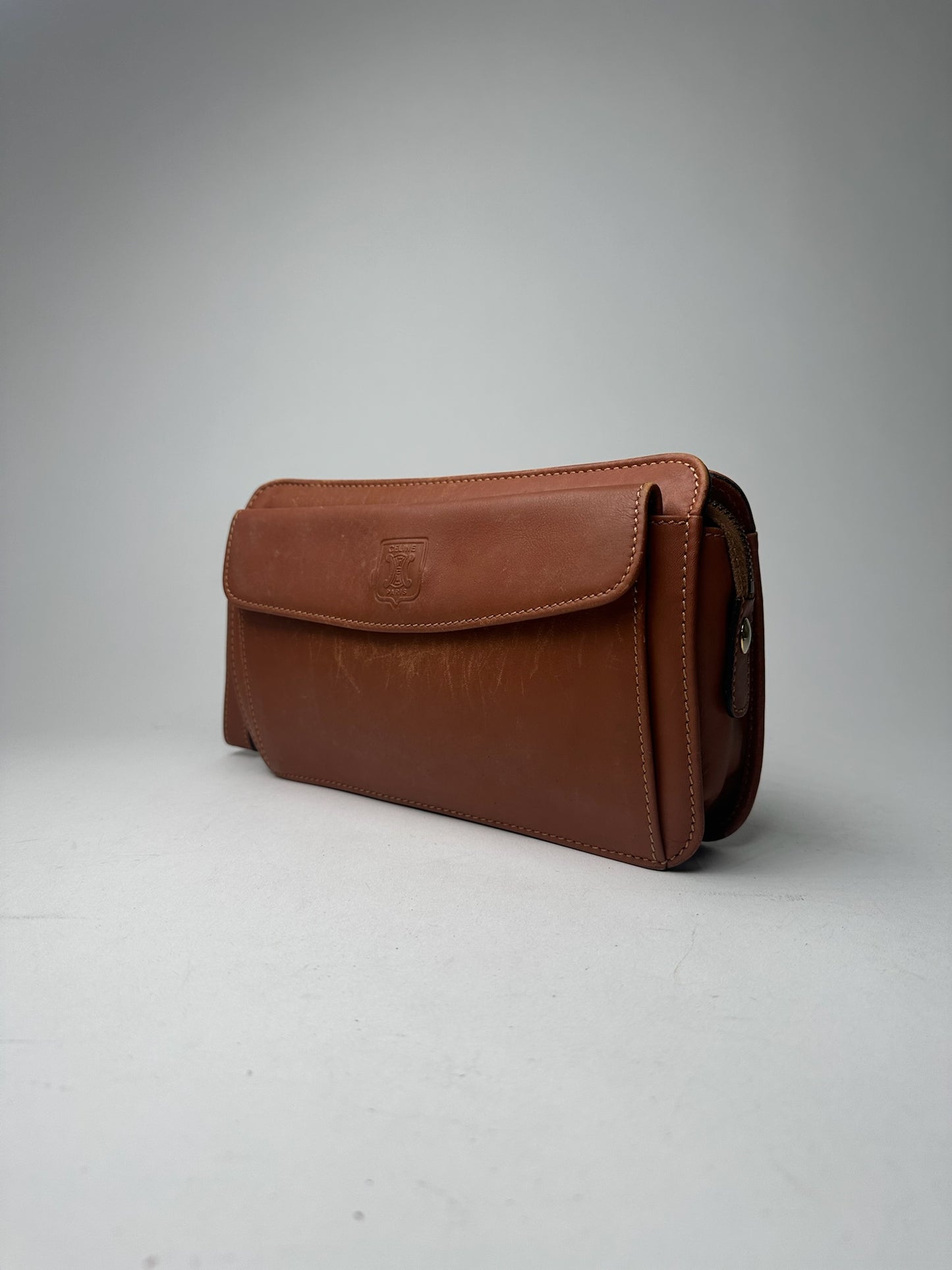 Vintage Celine Paris leather clutch brown