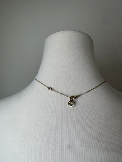 Vintage Chloé Logo Engraved Necklace Gold Metal Early 2000s