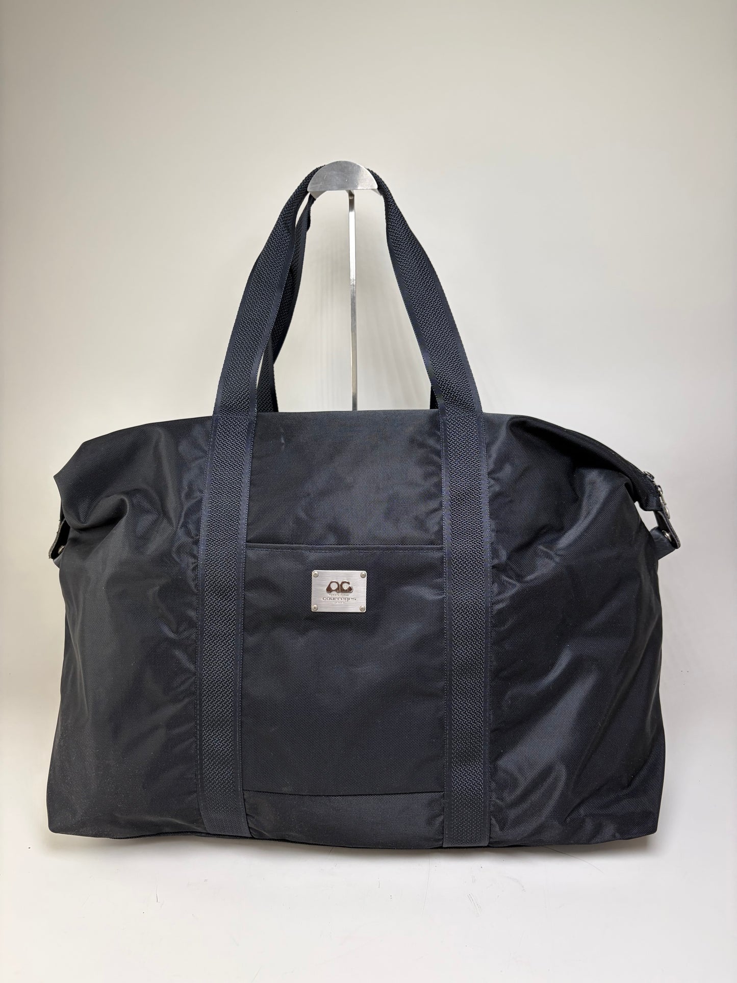 Vintage Courreges Nylon Travel Bag Black Silver