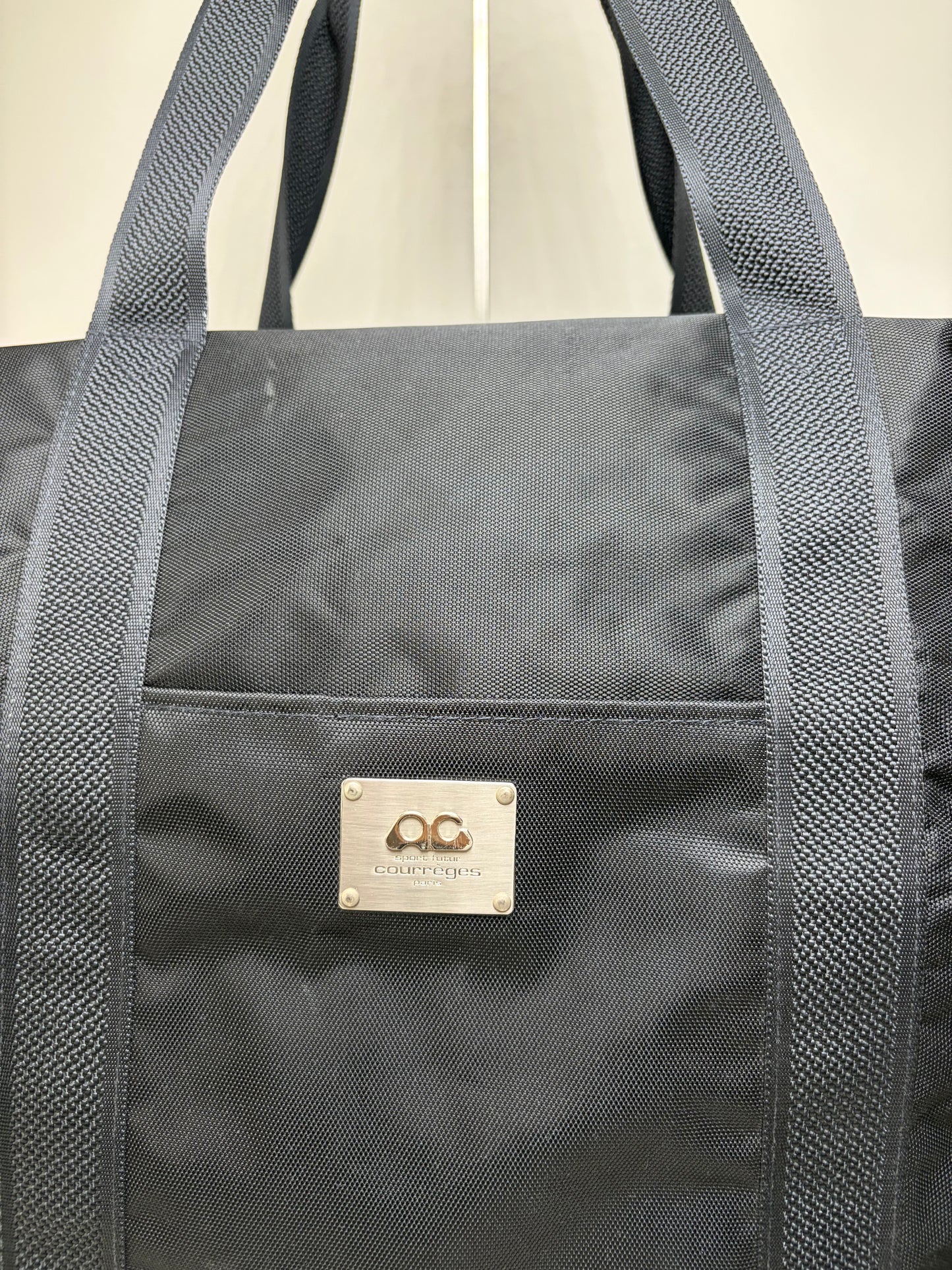 Vintage Courreges Nylon Travel Bag Black Silver