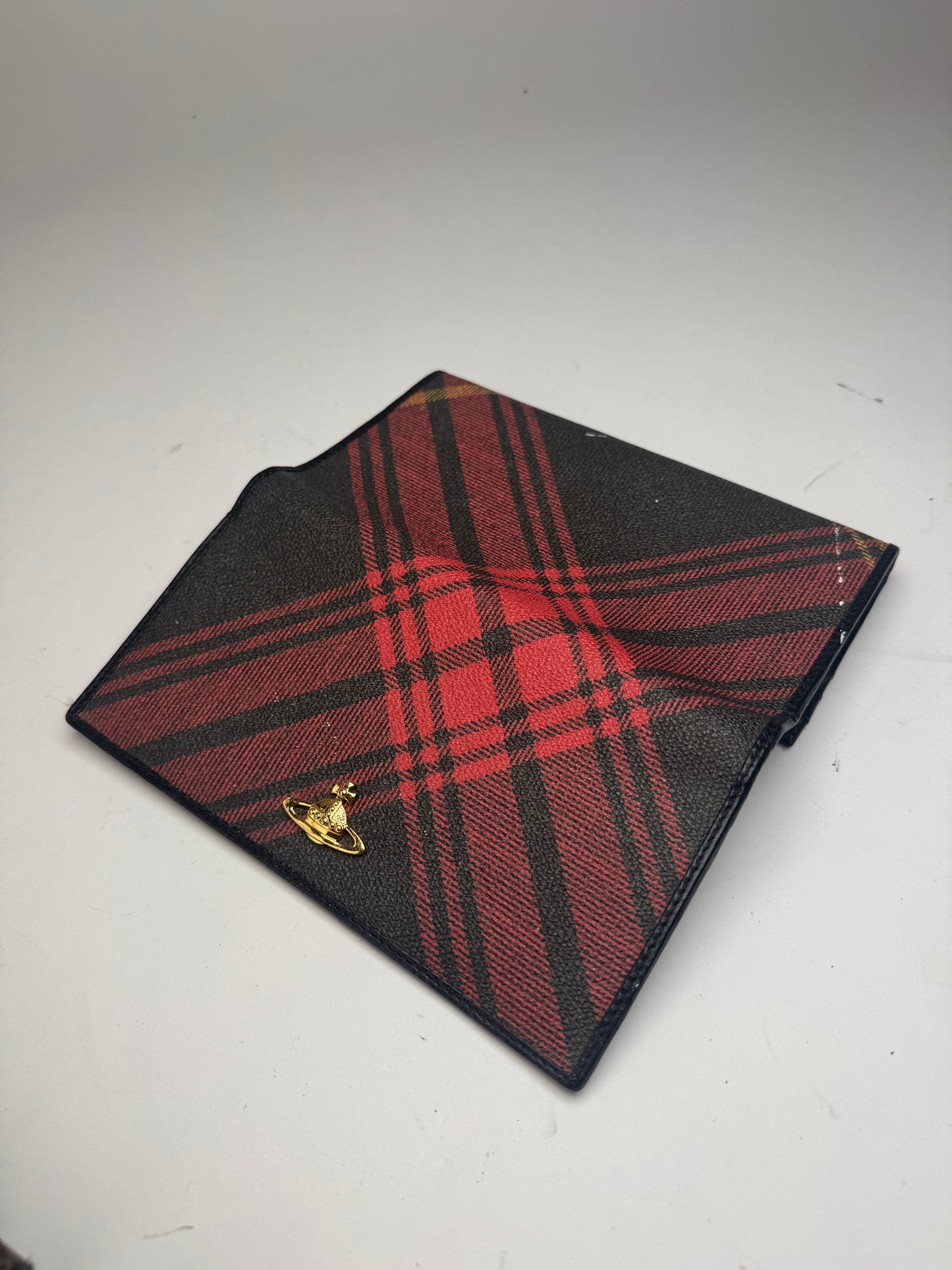 Vintage Vivienne Westwood checked leather wallet black red