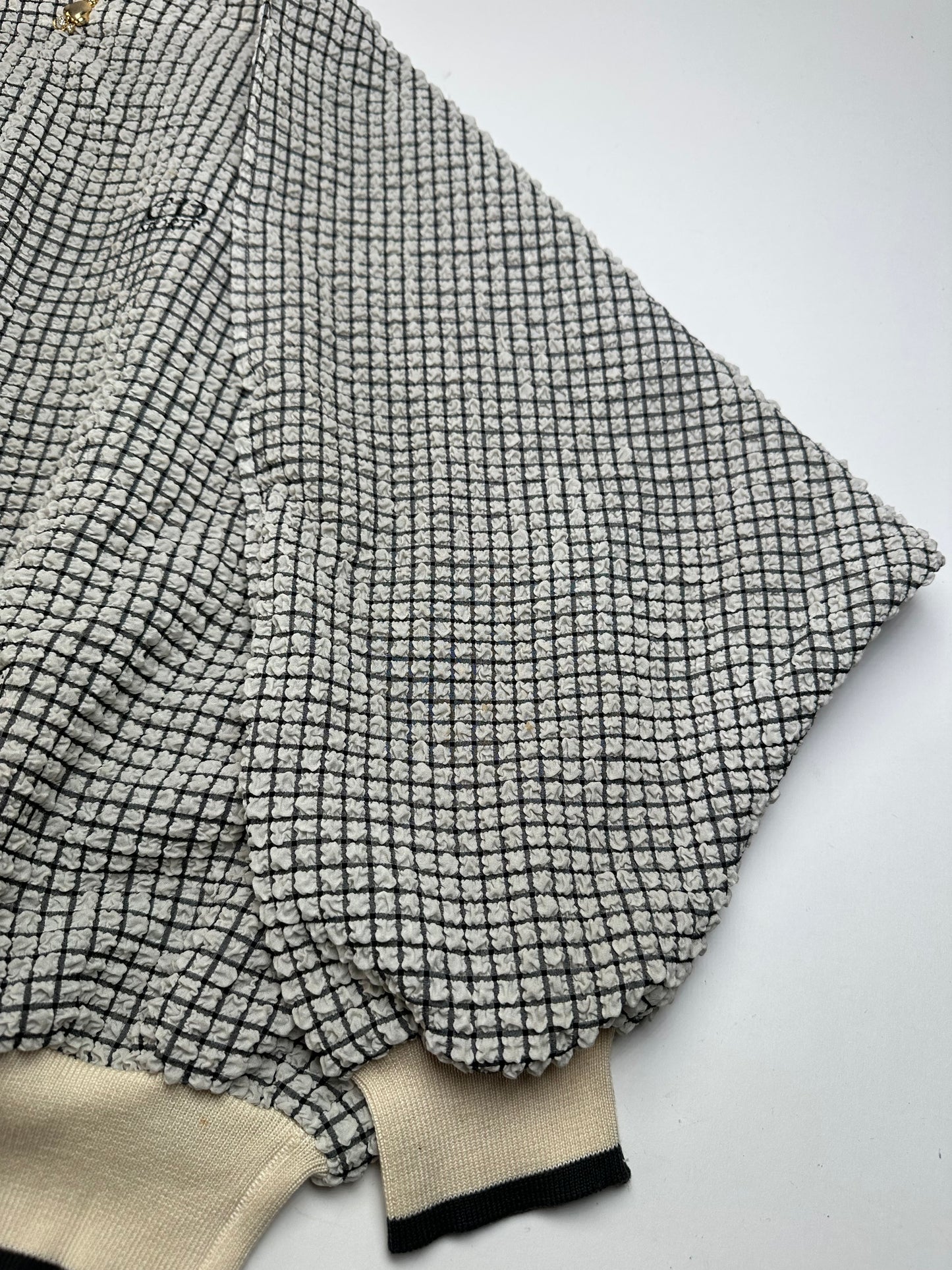 Vintage Dior Sports CD Logo Textured Checkered Pullover Cream Black M