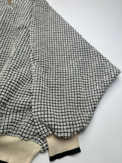 Vintage Dior Sports CD Logo Textured Checkered Pullover Cream Black M