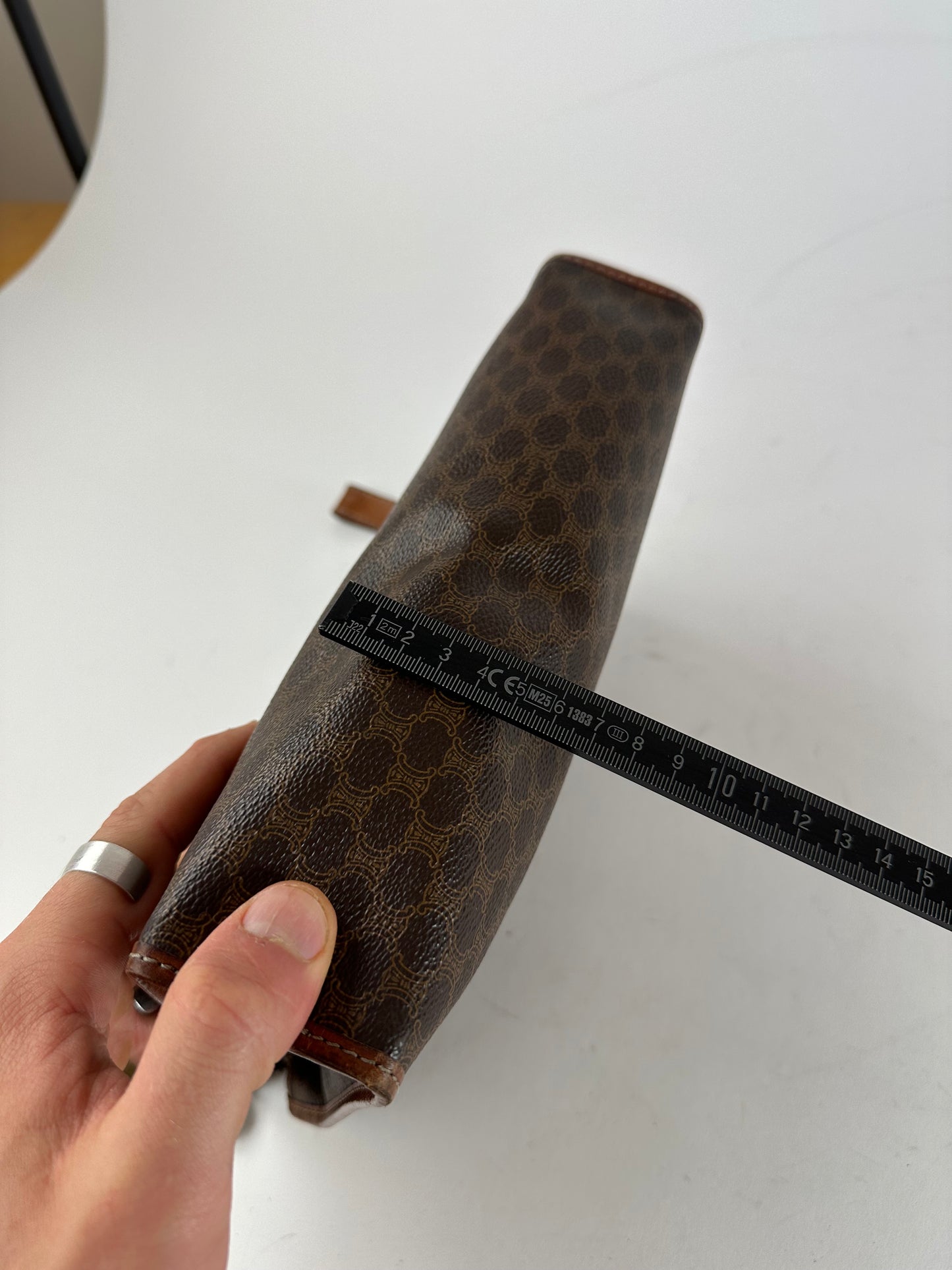 Vintage Celine Paris Leather Monogram Clutch Brown
