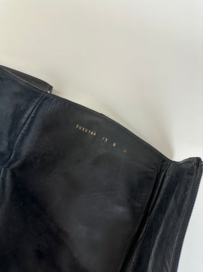Vintage Ferragamo Leather Knee-High Boots Black Silver
