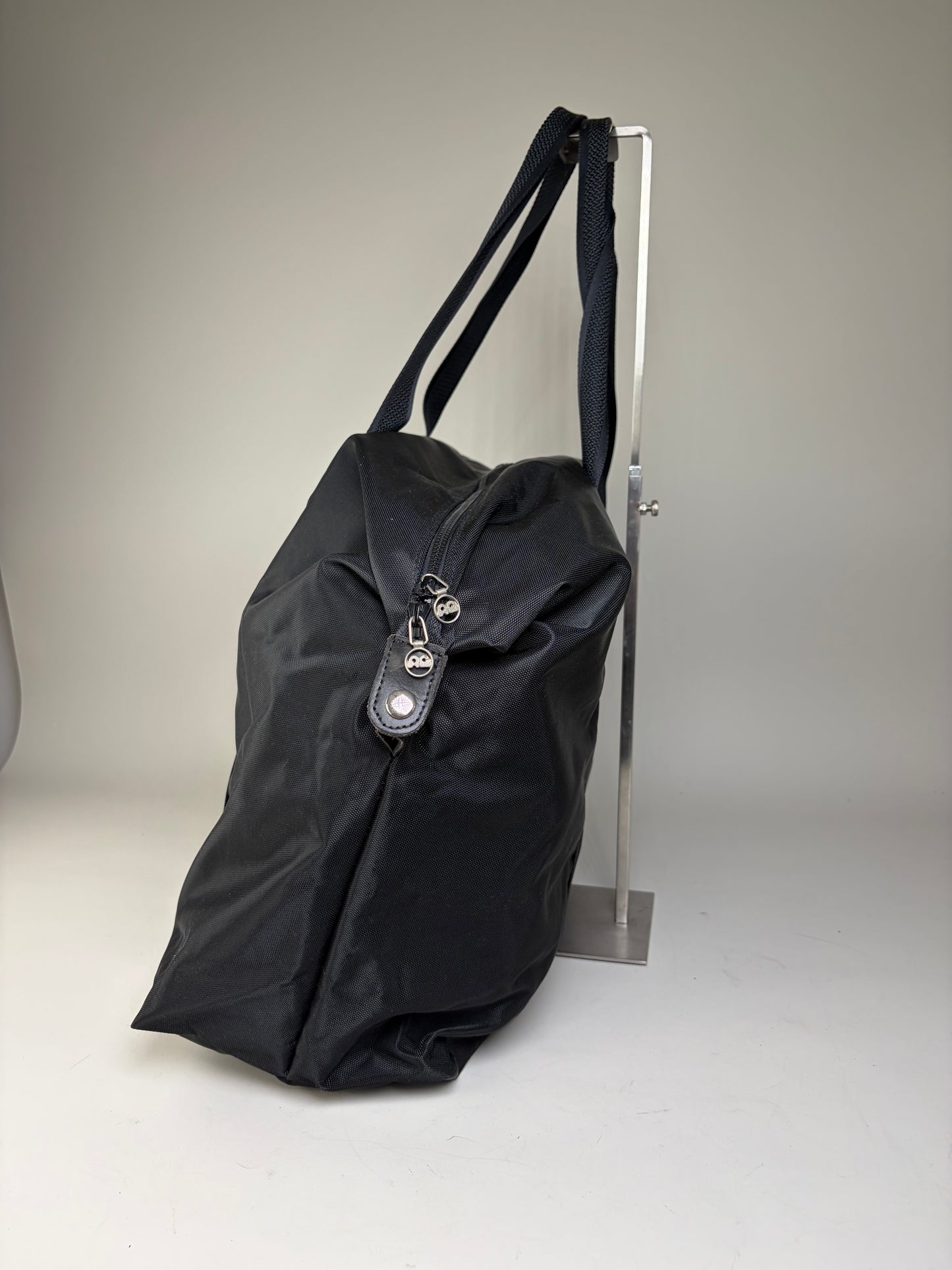 Vintage Courreges Nylon Travel Bag Black Silver
