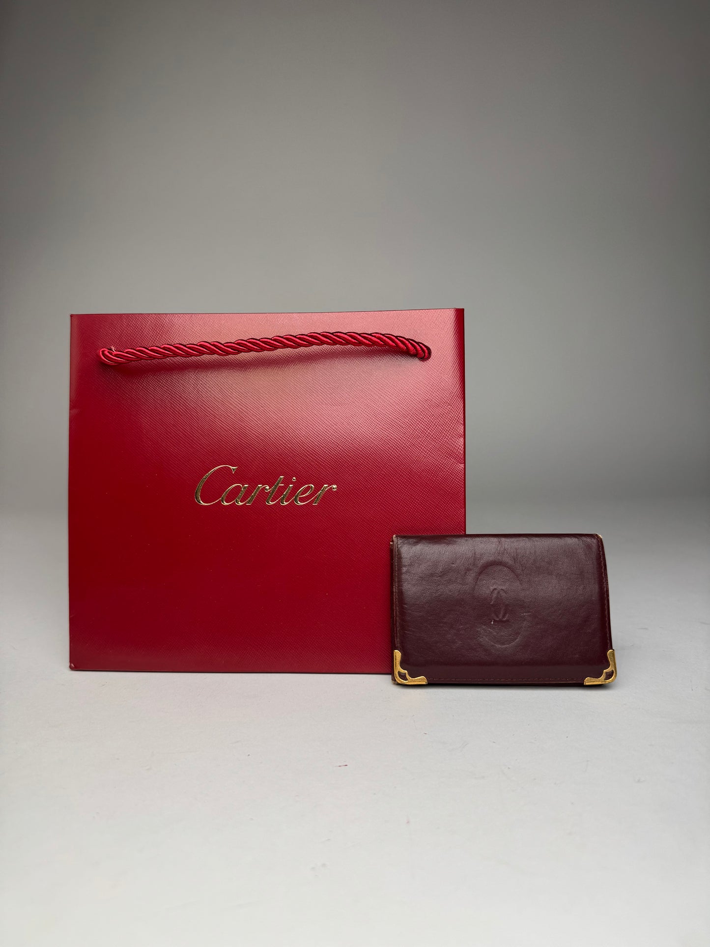 Vintage Cartier Leather Card Holder Burgundy