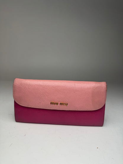 Portefeuille vintage en cuir Miu Miu rose violet