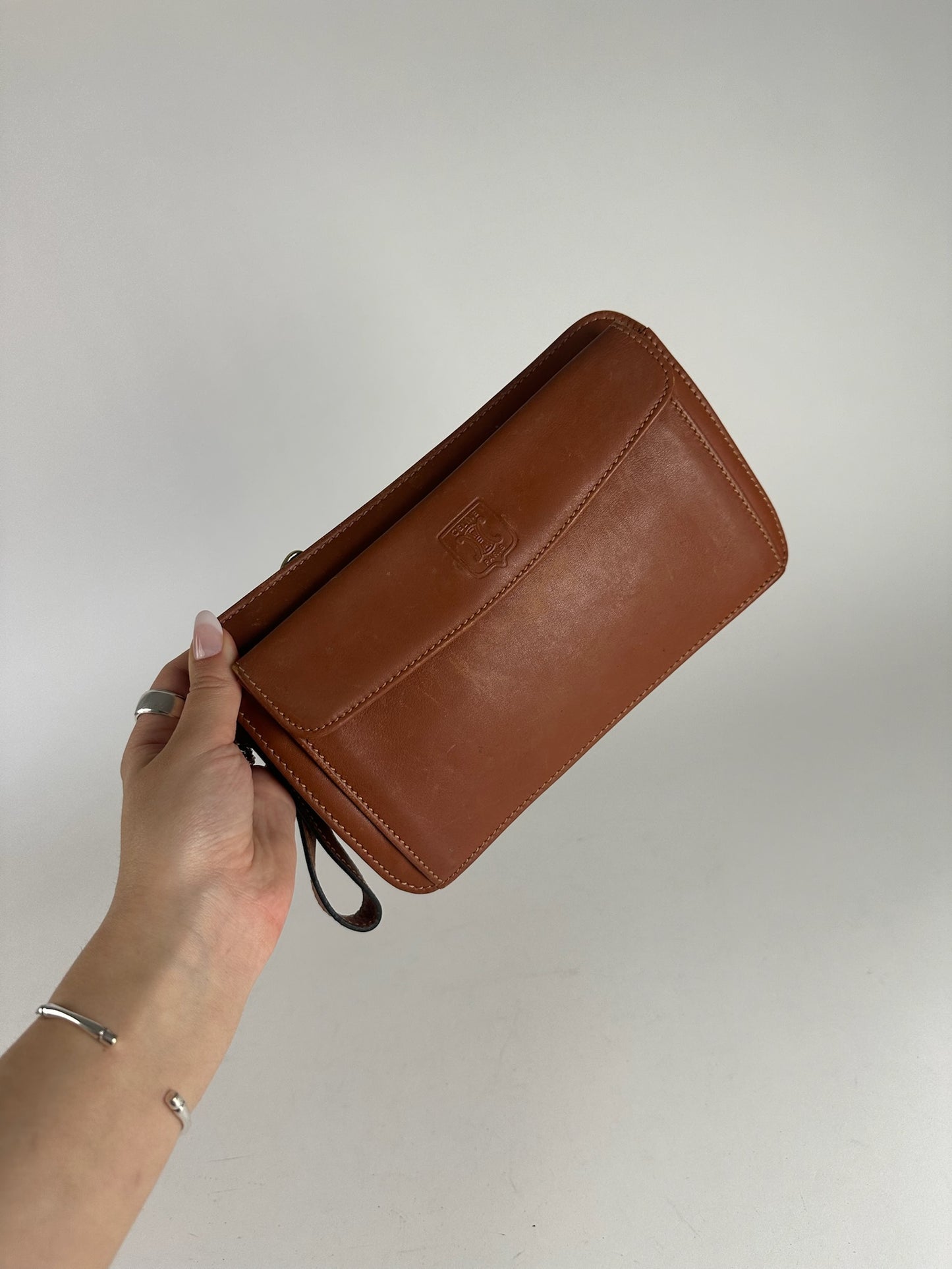Vintage Celine Paris leather clutch brown