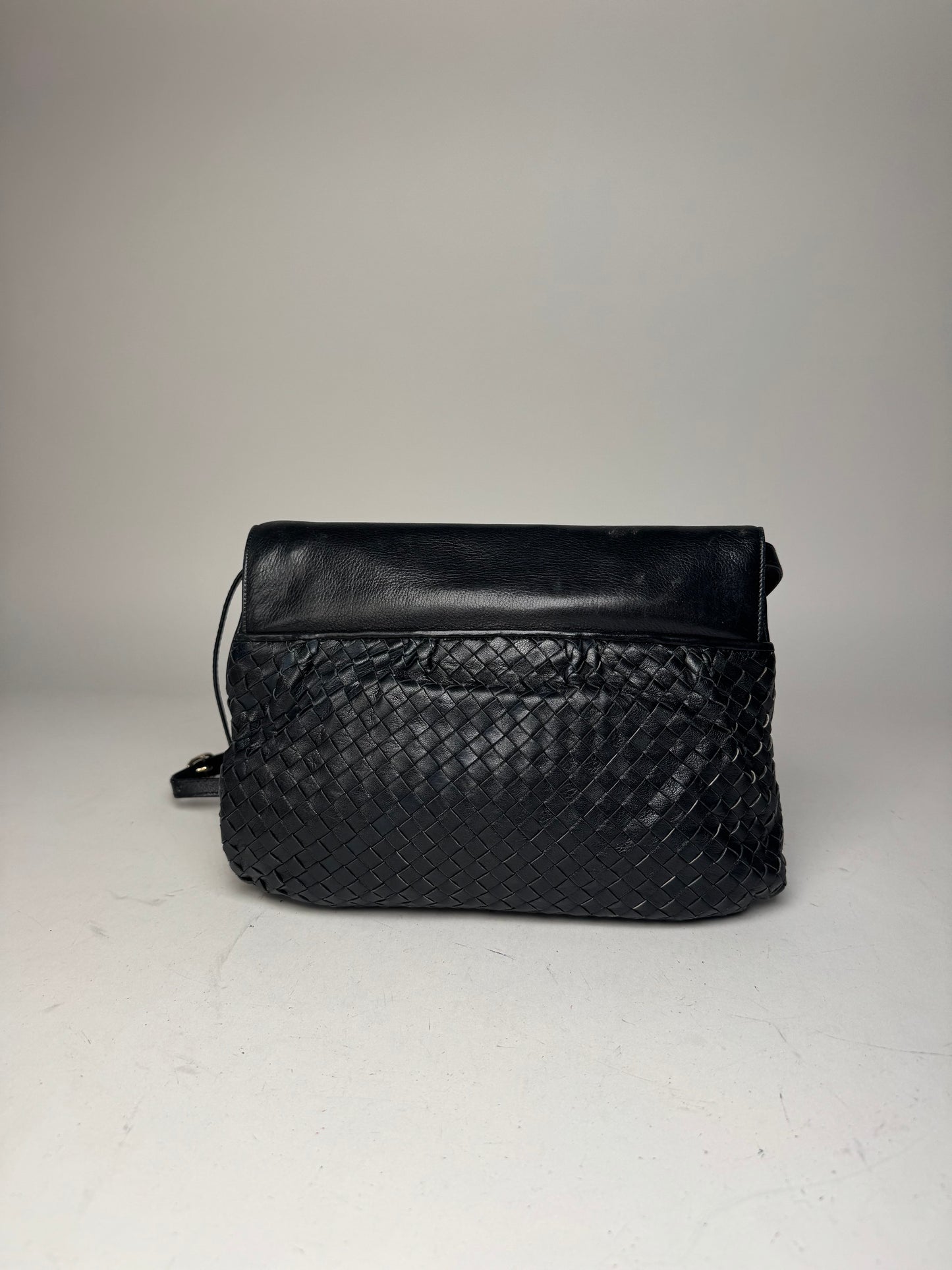 Vintage Celine Paris Braided Leather Bag Black