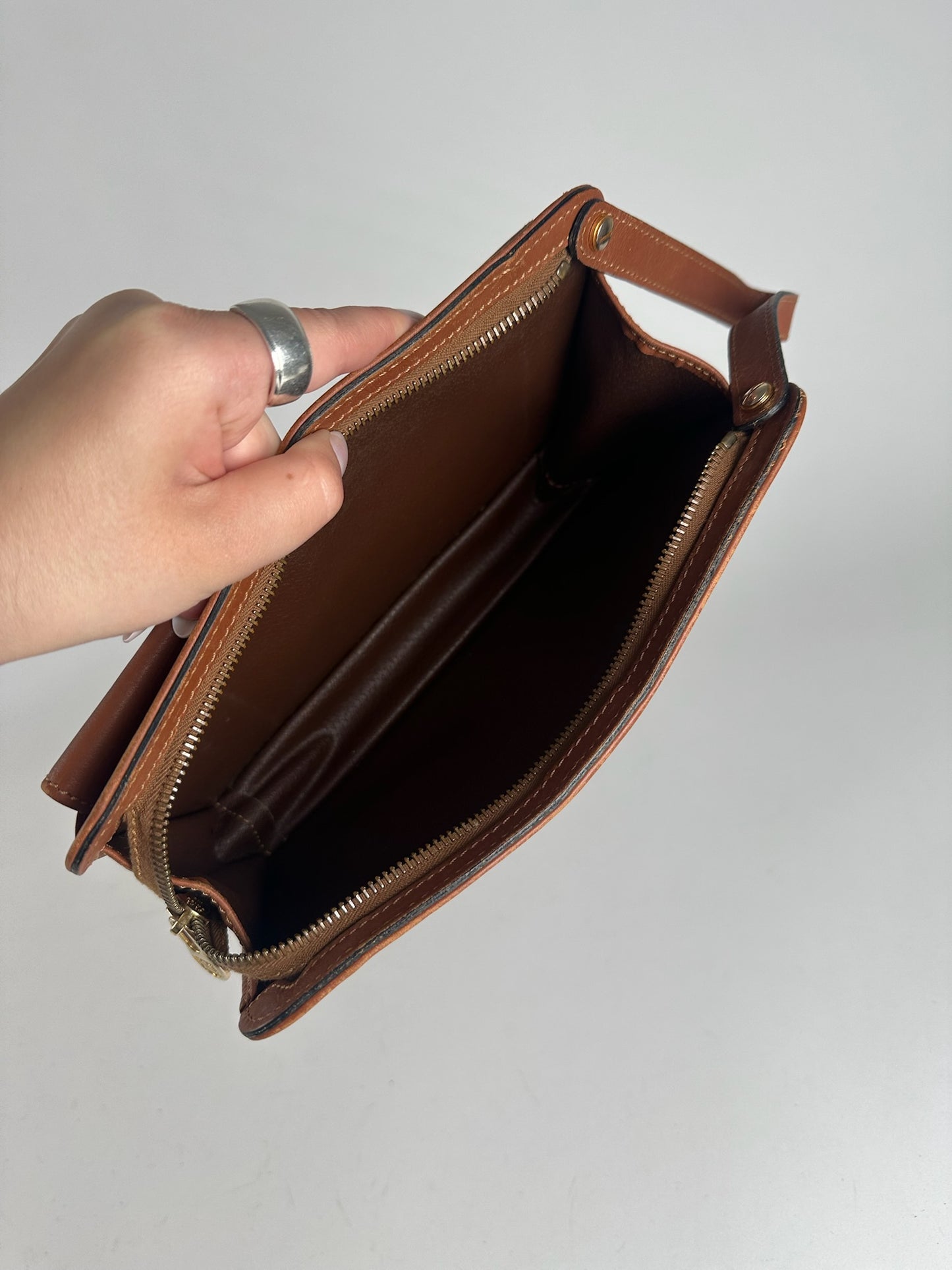 Vintage Celine Paris leather clutch brown