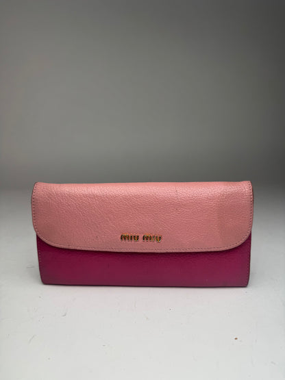 Portefeuille vintage en cuir Miu Miu rose violet