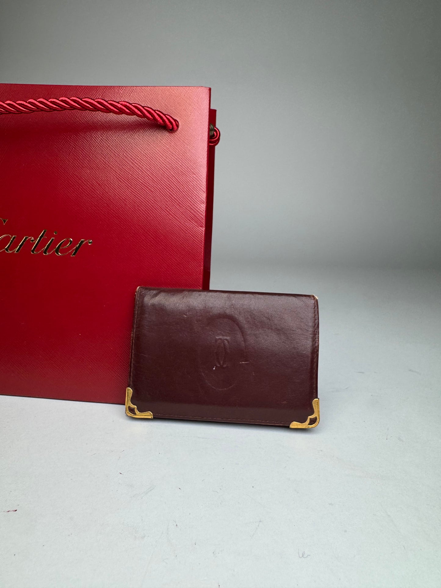 Vintage Cartier Leather Card Holder Burgundy