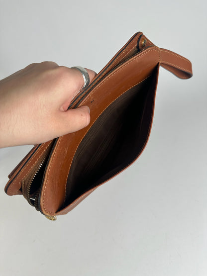 Vintage Celine Paris leather clutch brown
