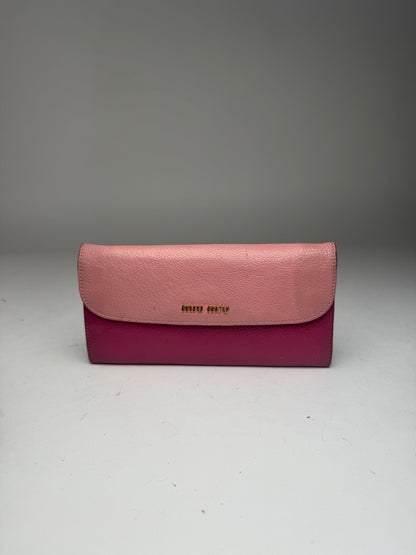 Portefeuille vintage en cuir Miu Miu rose violet