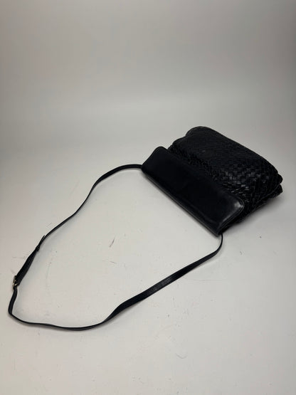 Vintage Celine Paris Braided Leather Bag Black