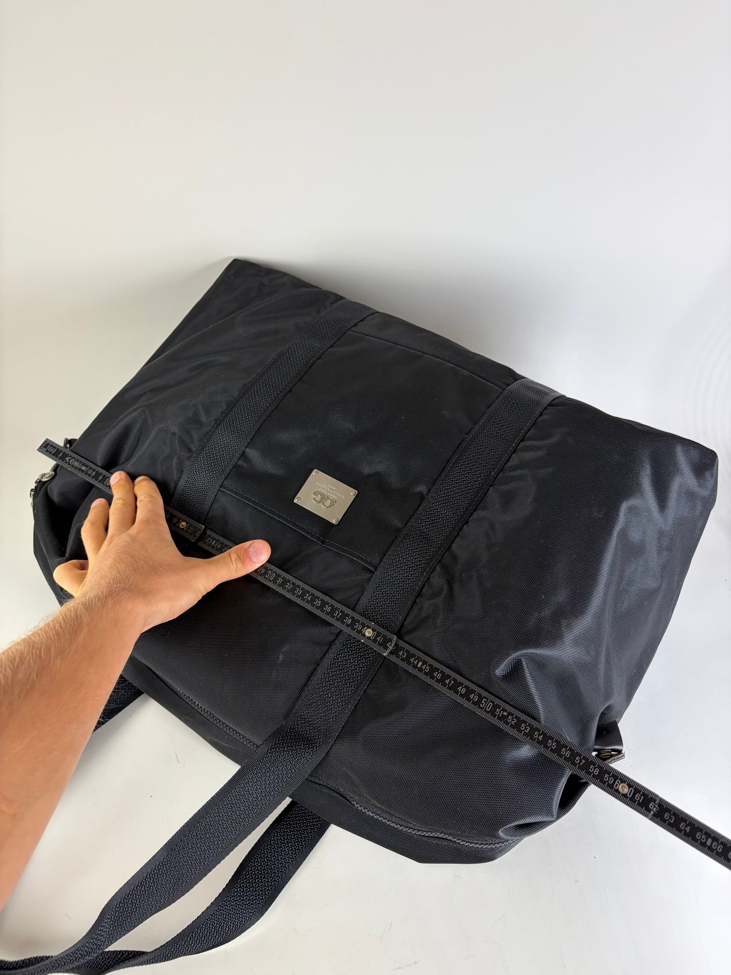 Vintage Courreges Nylon Travel Bag Black Silver
