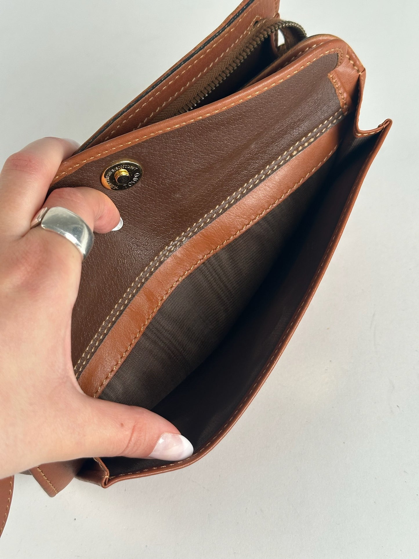 Vintage Celine Paris leather clutch brown
