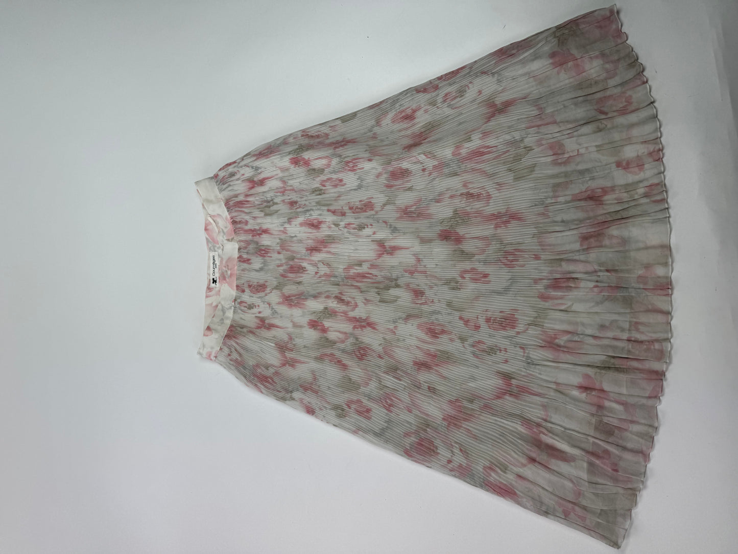 Vintage Courreges Plissee Floral Skirt white pink