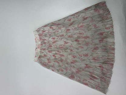 Vintage Courreges Plissee Floral Skirt white pink