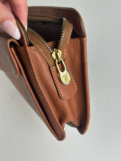 Vintage Celine Paris leather clutch brown