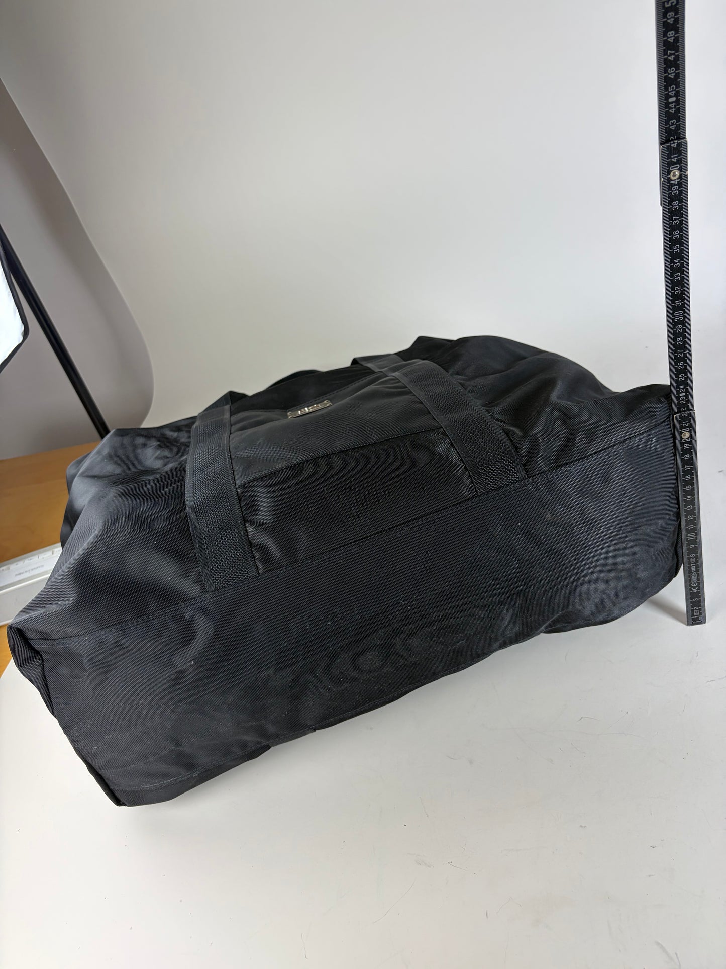 Vintage Courreges Nylon Travel Bag Black Silver