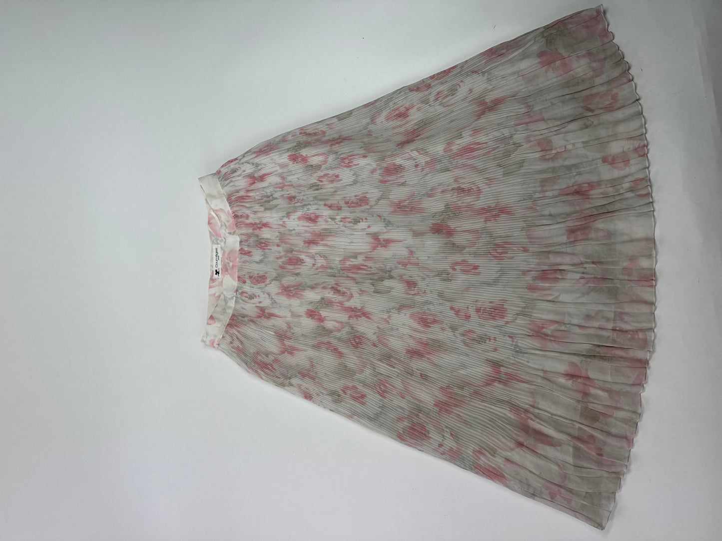 Vintage Courreges Plissee Floral Skirt white pink